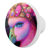 Cosmic Flamingo Queen Keramische Knop (Rechts)