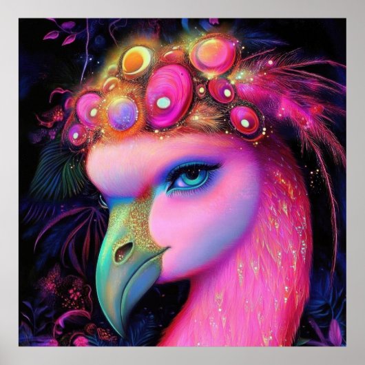 Cosmic Flamingo Queen Poster (Voorkant)