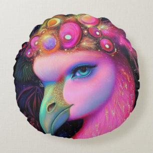 Cosmic Flamingo Queen Rond Kussen