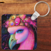 Cosmic Flamingo Queen Sleutelhanger (Achterkant)