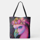 Cosmic Flamingo Queen Tote Bag (Achterkant)