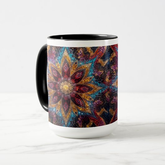 Cosmic Floral – Galaxy-Inspired Mug Mok (Voorkant links)