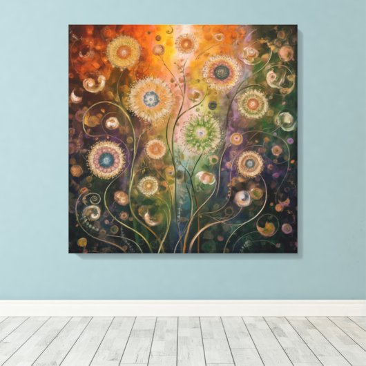Cosmic Florals Canvas Print (Insitu (Houten vloer))