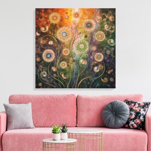 Cosmic Florals Canvas Print (Insitu (Woonkamer))