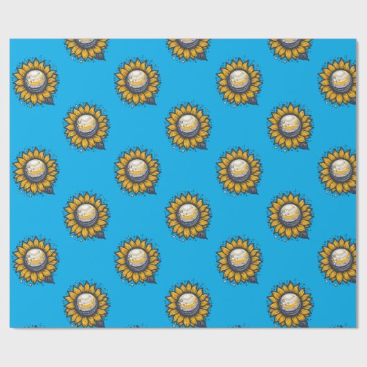 Cosmic Flower Blue Cadeaupapier (Vlak)