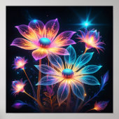 Cosmic Flowers Psychedelic Art Poster (Voorkant)