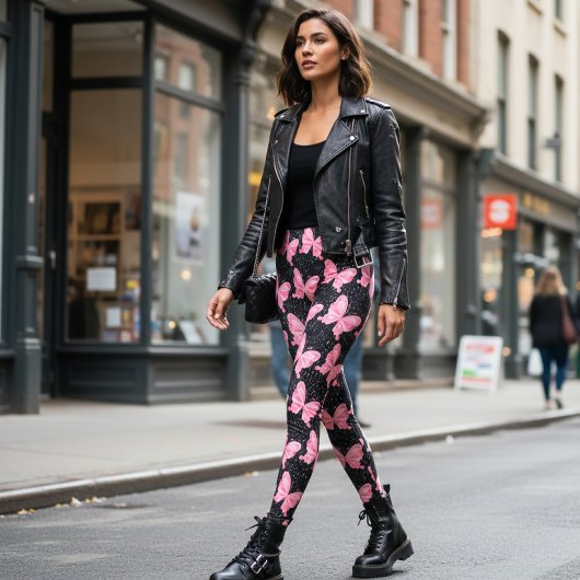 Cosmic Flutter Roze Vlinder Leggings