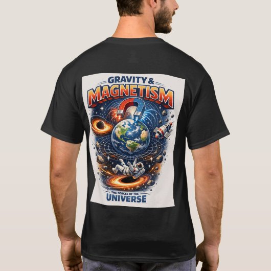 Cosmic Force: Gravity vs Magnetism T-shirt (Achterkant)