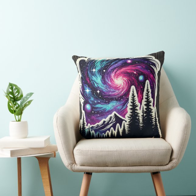 Cosmic Forest: Galaxy Meets Nature Kussen (Stoel)