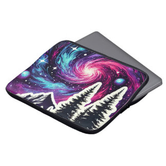 Cosmic Forest: Galaxy Meets Nature Laptop Sleeve