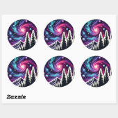 Cosmic Forest: Galaxy Meets Nature Ronde Sticker (Vel)
