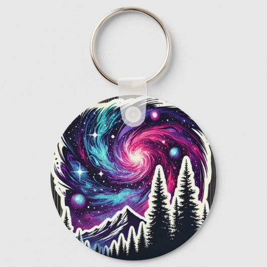 Cosmic Forest: Galaxy Meets Nature Sleutelhanger (Achterkant)