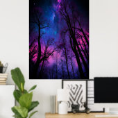 Cosmic Forest Poster – Surrealistische Galaxy Wall (Thuiskantoor)