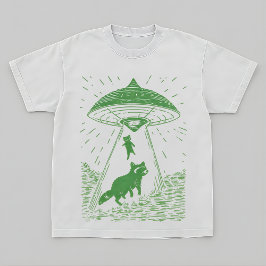 Cosmic Forest Raccoon UFO Design Tee T-shirt