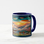 Cosmic Fox and Planets Magical Sunset Mug Mok (Voorkant rechts)