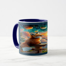 Cosmic Fox and Planets Magical Sunset Mug Mok