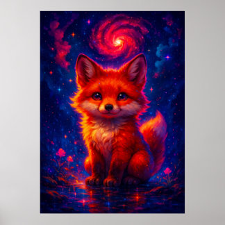 Cosmic Fox voor Galaxy Sky Fantasy Animal Poster