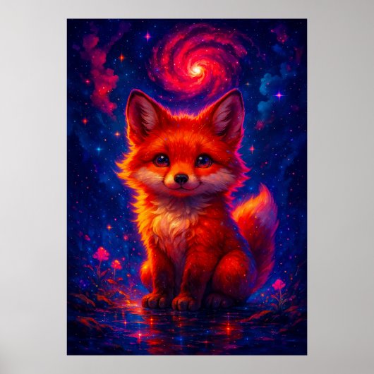 Cosmic Fox voor Galaxy Sky Fantasy Animal Poster (Voorkant)
