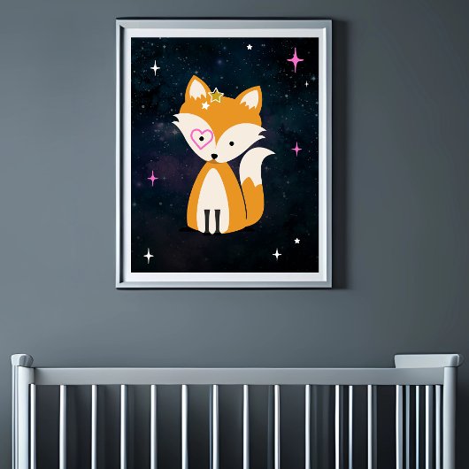 Cosmic Fox Wild Een Roze Meisje Kwekerij Poster