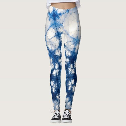 Cosmic Fractal Energy Art | Blue Geometric Abstrac Leggings (Voorkant)