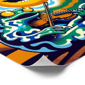 Cosmic Frog Musician: psychedelische serenadekunst Poster (Hoek)