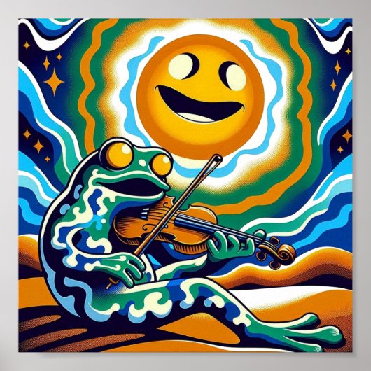 Cosmic Frog Musician: psychedelische serenadekunst Poster (Voorkant)