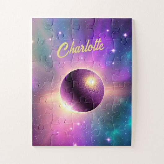 Cosmic Fun Paars Planet Orbening the Universe Legpuzzel (Verticaal)