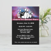 Cosmic Galaxy Bowling Birthday Party Kaart (Staand voorkant)