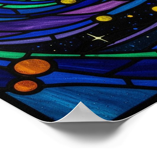 Cosmic Galaxy Glas in lood Art Poster (Hoek)