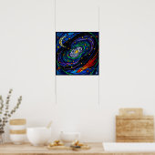 Cosmic Galaxy Glas in lood Art Poster (Keuken)