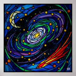 Cosmic Galaxy Glas in lood Art Poster