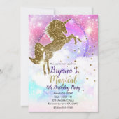 Cosmic Galaxy Gold Glitter Eenhoorn Magische Parti Kaart (Voorkant)