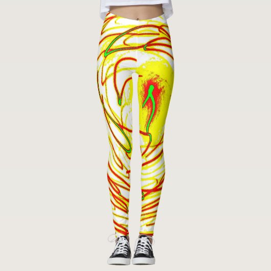 Cosmic Galaxy Leggings – Neon Space Art Pattern (Voorkant)