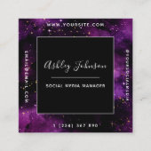 Cosmic Galaxy Moderne Social Media Space Sparkles Vierkante Visitekaartje (Voorkant)