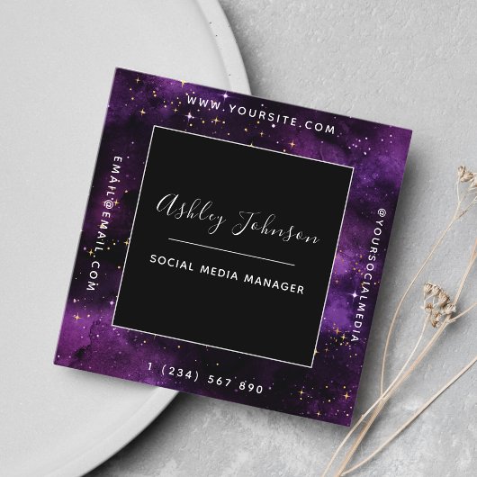 Cosmic Galaxy Moderne Social Media Space Sparkles Vierkante Visitekaartje