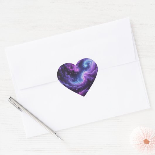 Cosmic Galaxy Nebula Abstract Space Art Design Hart Sticker (Envelop)