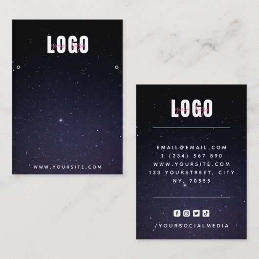 Cosmic Galaxy Night Sky Logo Earning Display Visitekaartje (Voorkant / Achterkant)