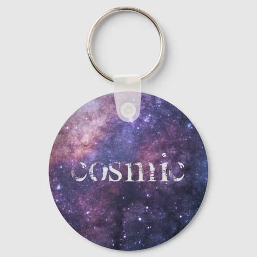 Cosmic Galaxy Outta Space Universe blue lila Sleutelhanger (Voorkant)