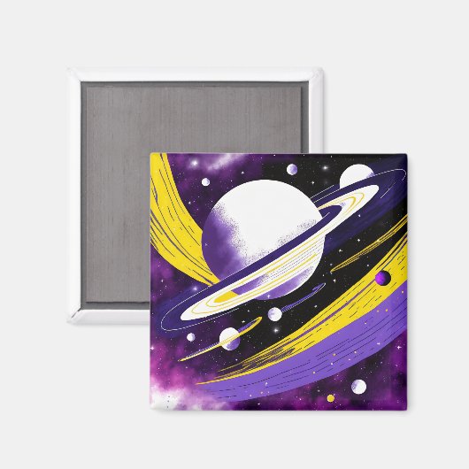 Cosmic Galaxy Planet Nonbinary Pride Magneet (Voorkant / Achterkant)