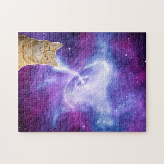 Cosmic galaxy space cat legpuzzel (Horizontaal)