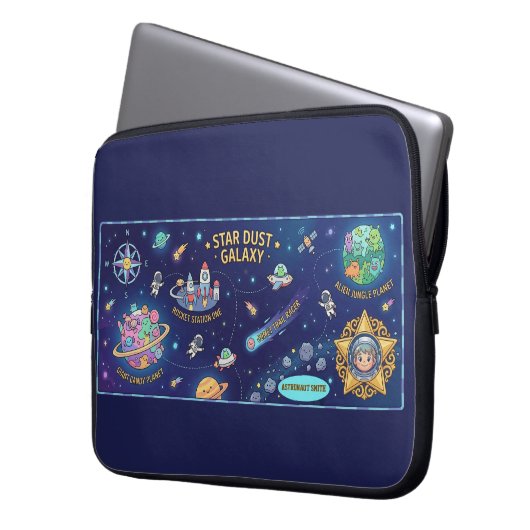 Cosmic Galaxy Star Dust Map Laptop Protective Case (Voorkant Links)