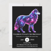 Cosmic Galaxy Wolf Poster Verjaardagsuitnodiging Kaart (Voorkant)