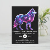 Cosmic Galaxy Wolf Poster Verjaardagsuitnodiging Kaart (Staand voorkant)