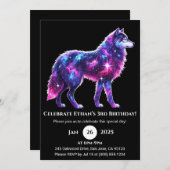 Cosmic Galaxy Wolf Poster Verjaardagsuitnodiging Kaart (Voorkant / Achterkant)