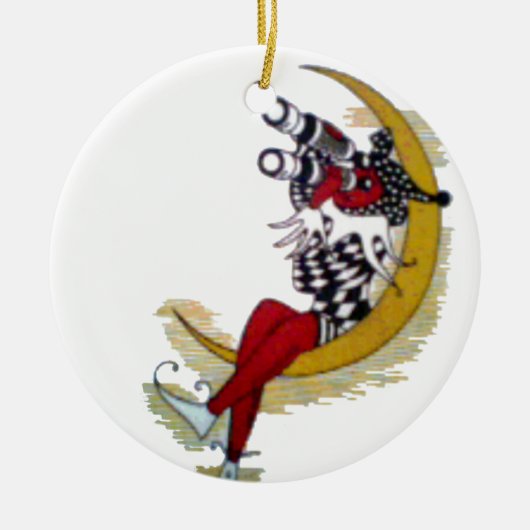 Cosmic Gaze: Elf op de maan avontuur Keramisch Ornament (Voorkant)