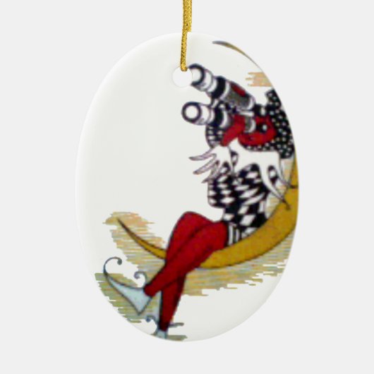 Cosmic Gaze: Elf op de maan avontuur Keramisch Ornament (Voorkant)