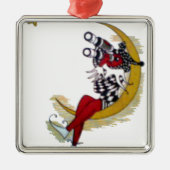 Cosmic Gaze: Elf op de maan avontuur Metalen Ornament (Voorkant)