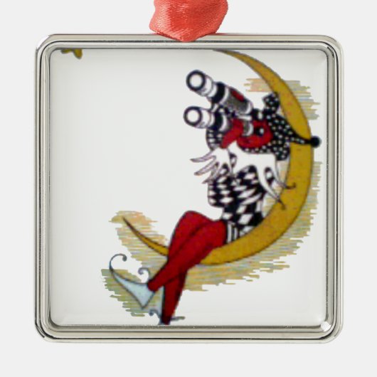 Cosmic Gaze: Elf op de maan avontuur Metalen Ornament (Voorkant)