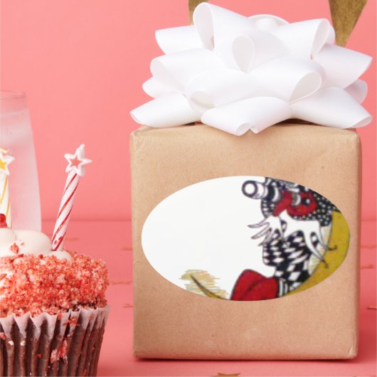 Cosmic Gaze: Elf op de maan avontuur Ovale Sticker (Feest)