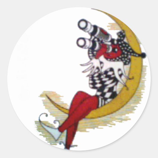 Cosmic Gaze: Elf op de maan avontuur Ronde Sticker (Voorkant)